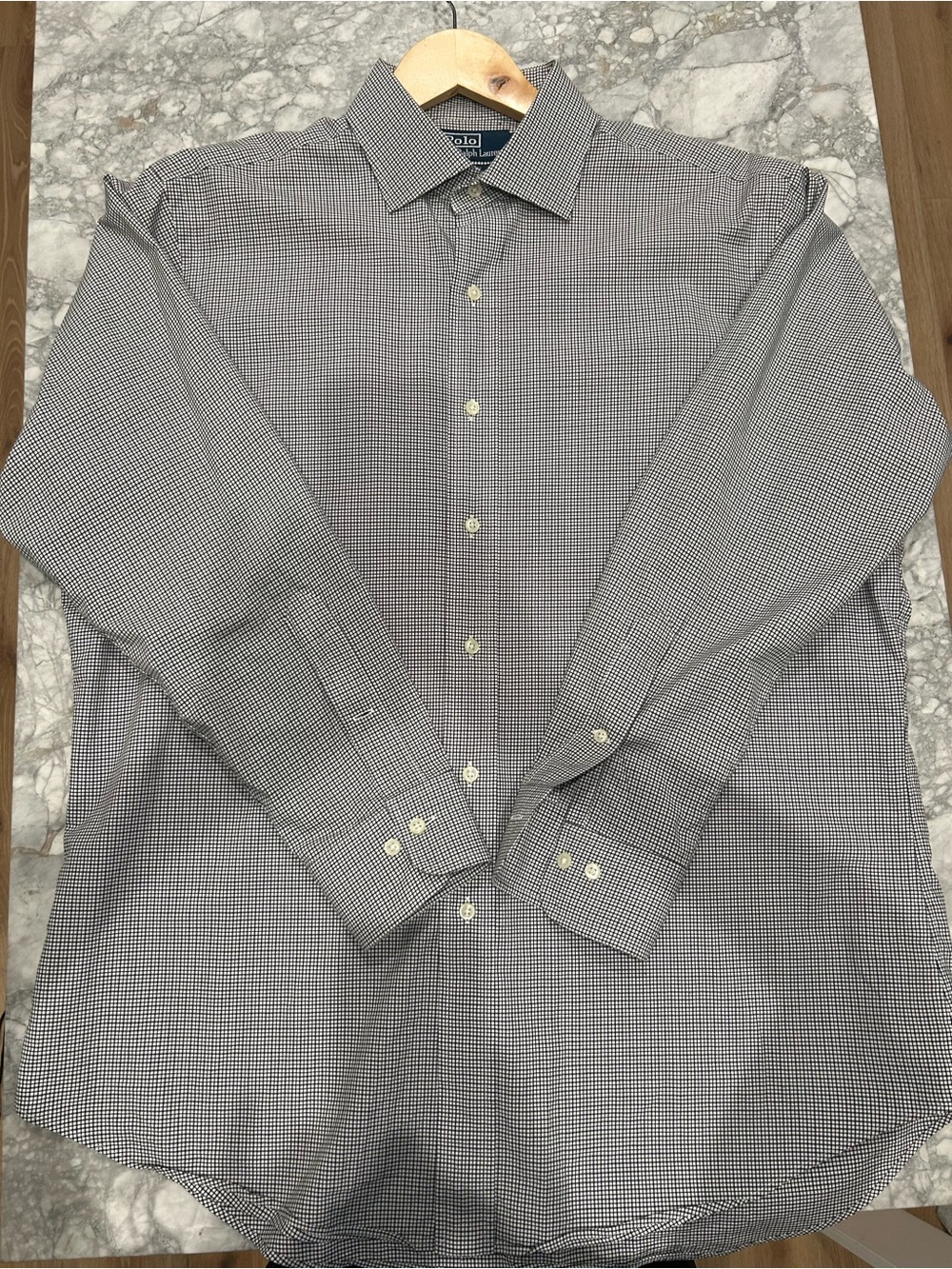 Ralph Lauren Black Tan Check Cotton Dress Shirt